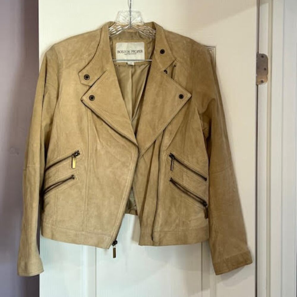Boston Proper Suede Moto Jacket